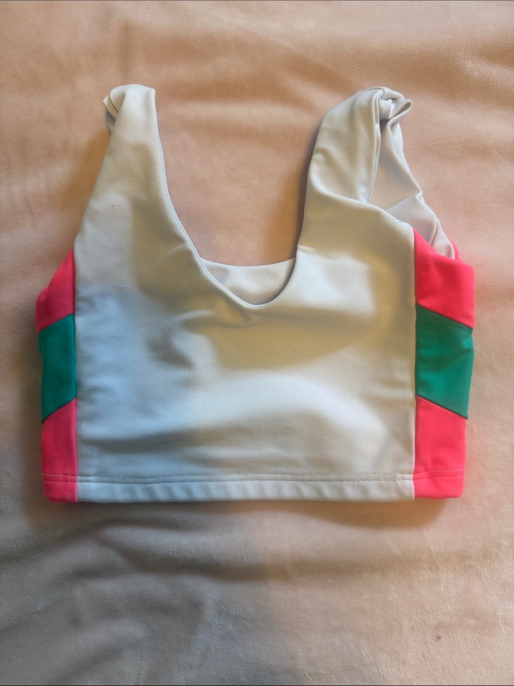 Tiger Friday Girls CM White chevron Crop Top with Pink & Teal